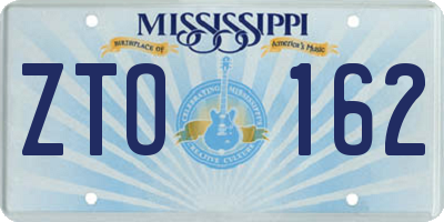 MS license plate ZTO162