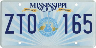 MS license plate ZTO165