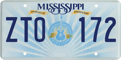 MS license plate ZTO172