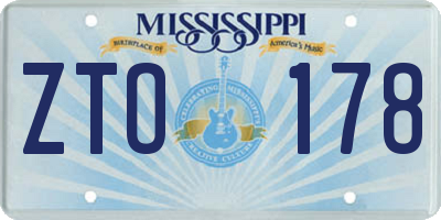 MS license plate ZTO178