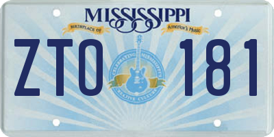 MS license plate ZTO181