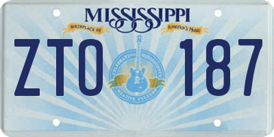 MS license plate ZTO187