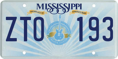 MS license plate ZTO193