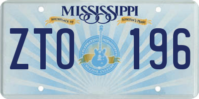 MS license plate ZTO196