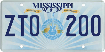 MS license plate ZTO200