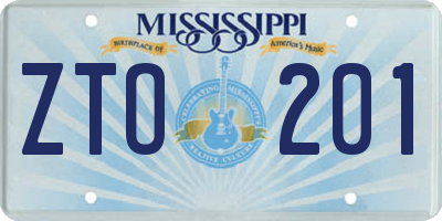 MS license plate ZTO201