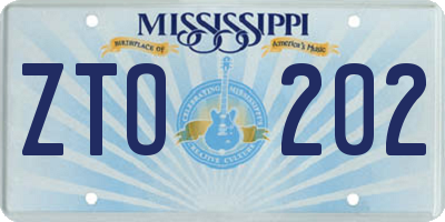 MS license plate ZTO202