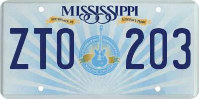 MS license plate ZTO203