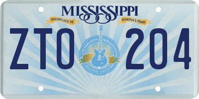 MS license plate ZTO204
