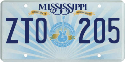MS license plate ZTO205