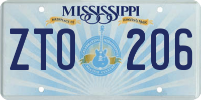 MS license plate ZTO206