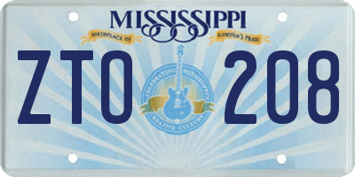 MS license plate ZTO208