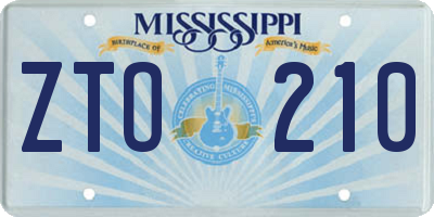 MS license plate ZTO210