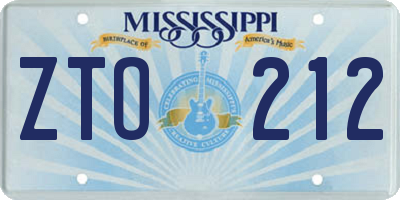 MS license plate ZTO212