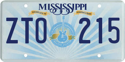 MS license plate ZTO215