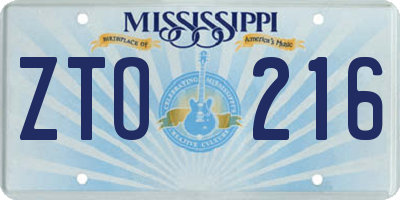 MS license plate ZTO216