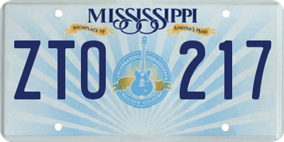 MS license plate ZTO217