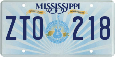 MS license plate ZTO218