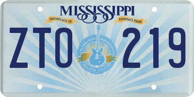 MS license plate ZTO219