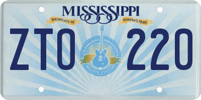 MS license plate ZTO220