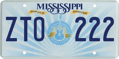MS license plate ZTO222