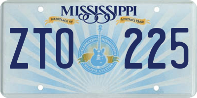 MS license plate ZTO225