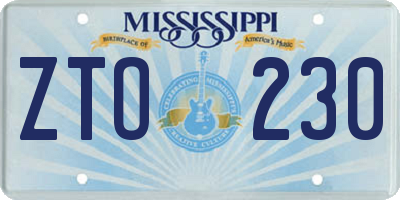 MS license plate ZTO230