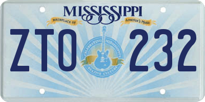 MS license plate ZTO232