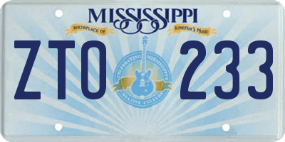 MS license plate ZTO233