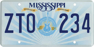 MS license plate ZTO234