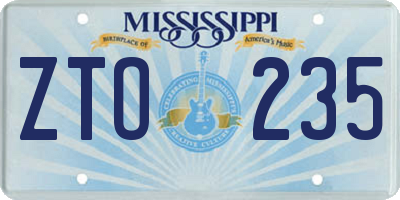 MS license plate ZTO235