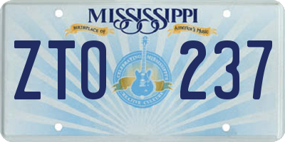 MS license plate ZTO237