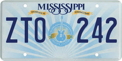 MS license plate ZTO242