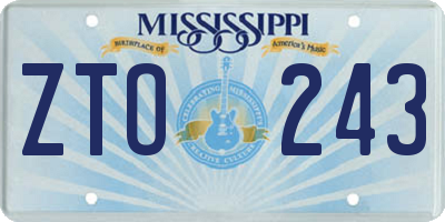 MS license plate ZTO243