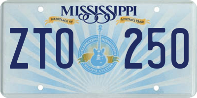 MS license plate ZTO250