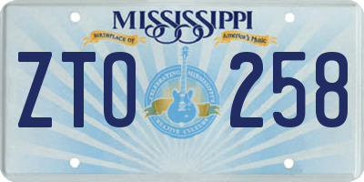 MS license plate ZTO258