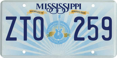 MS license plate ZTO259