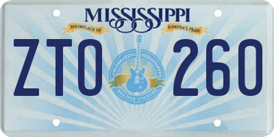 MS license plate ZTO260