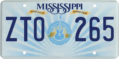 MS license plate ZTO265