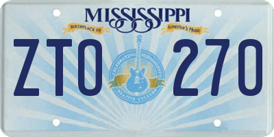 MS license plate ZTO270