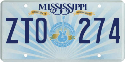 MS license plate ZTO274