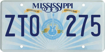 MS license plate ZTO275