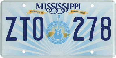 MS license plate ZTO278