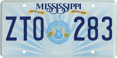 MS license plate ZTO283