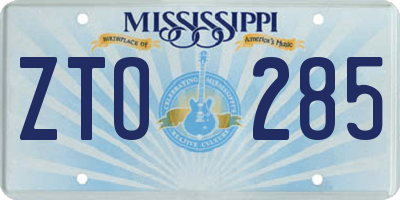 MS license plate ZTO285