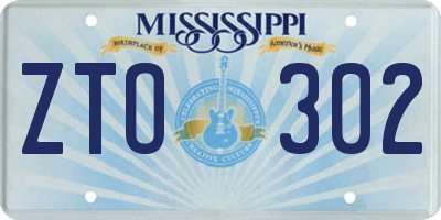 MS license plate ZTO302