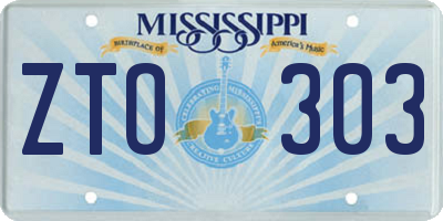 MS license plate ZTO303