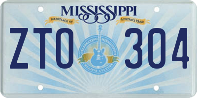 MS license plate ZTO304