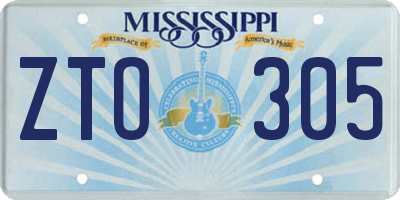 MS license plate ZTO305