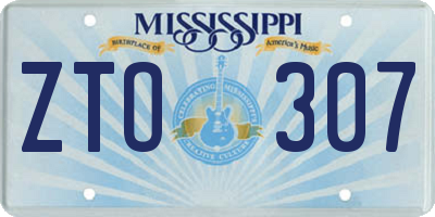 MS license plate ZTO307